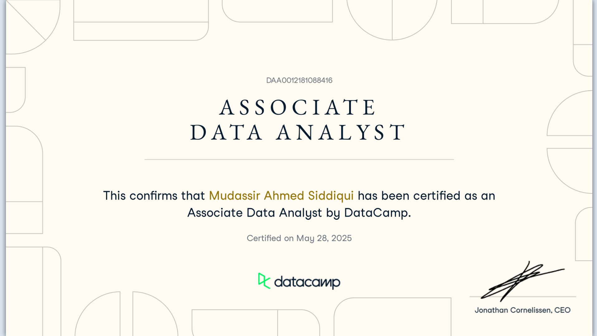 DataCamp Data Analyst Certificate