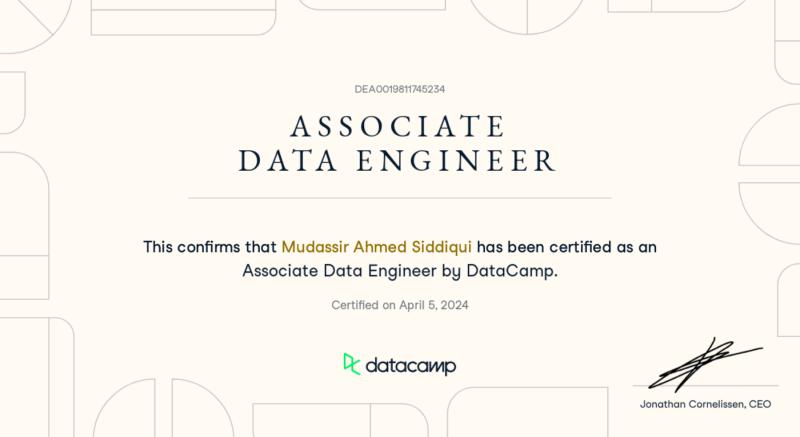 DataCamp Data Engineer Certificate
